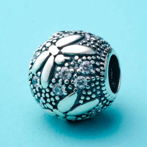 Miniatura 2 de Dijes de plata de ley 925 maciza con estampado de patas de perro y libélula, panda, camello, mariposa, delfín, para pandora, pulsera