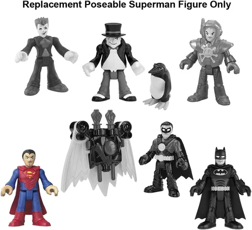 Miniatura 3 de Mattel Pieza de repuesto para Imaginext Deluxe Figure Pack Playset – GWX46 ~ Figura de Superman Poseable de Repuesto ~ Vestido en azul y rojo