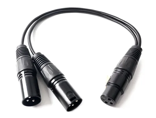 Miniatura 2 de XLR Splitter - Cable de conexión equilibrado en Y de 3 pines hembra a macho dual - 1 pie 2 unidades F_2M US