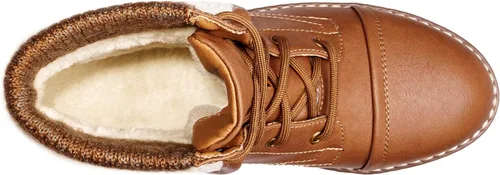 Miniatura 5 de DREAM PAIRS Botas de combate con cordones para mujer, botines de invierno de tacón bajo