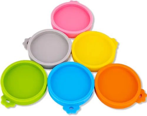 Miniatura 9 de Yobbai Tapas pequeñas para latas de comida para gatos de 3 onzas y 2.5 onzas, cubiertas de silicona de grado alimenticio, codificadas por colores 9