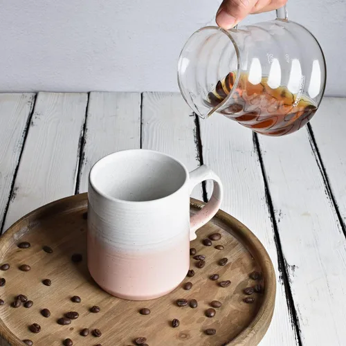 Miniatura 5 de Bosmarlin Taza de café grande de cerámica, taza de té grande para la oficina y el hogar, apta para lavavajillas y microondas, 1 unidad (rosa, 1)