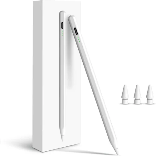 Lápiz para Apple iPad A16 10ª Generación, Lápiz capacitivo de carga rápida para iPad A16/11-6ª gen 2025-2018, Air 11"/13" M3/M2/5ª-3ª, Pro Blanco