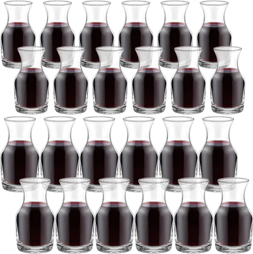 Miniatura 9 de Irenare Paquete de 6 mini jarras de vino de una sola porción de vidrio para vino, jarra pequeña individual para jugo, agua, cenas, fiestas