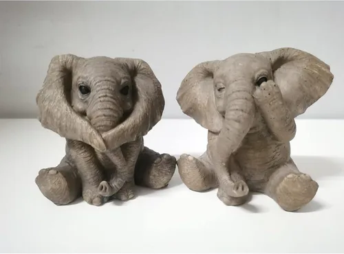 Miniatura 5 de 3 estatuas de elefante bebé de resina, adornos de elefantes para decoración del hogar, sala de estar, oficina, ver no mal, escucha no mal, no hablar