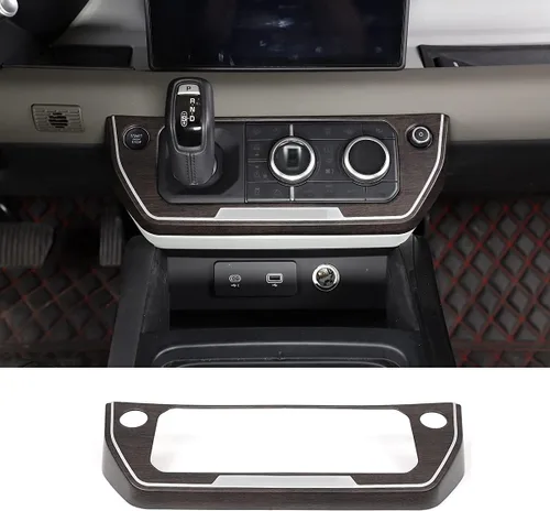 Miniatura 10 de Marco de botón de modo de aire acondicionado con control central ABS para Land Rover Defender 110 2020 Accesorios de coche (grano de madera de roble)