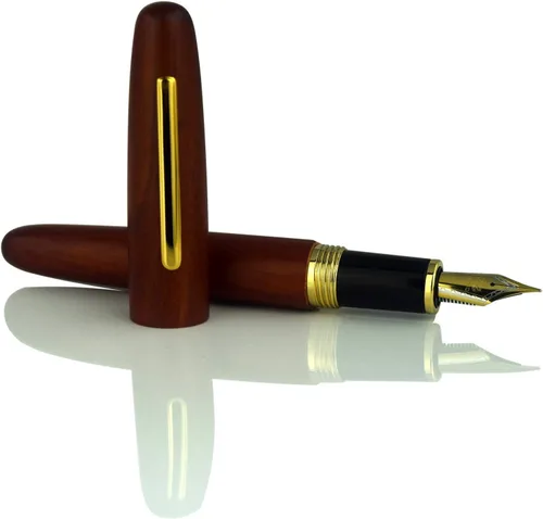 Miniatura 4 de Jinhao Heritage 9056 - Pluma estilográfica vintage de madera, palisandro natural, punta fina con convertidor de tinta recargable, colección hecha a