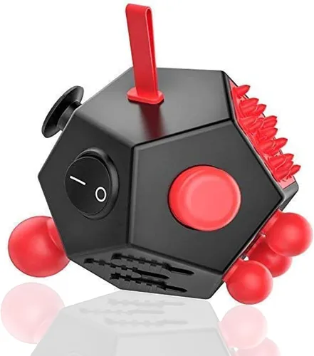Miniatura 9 de Juguetes de Cubo de 12 Lados, Cubo de Juguetes Fidget Alivia el Estrés y la Ansiedad para Niños y Adultos con TDA, TOC, TDAH, Autismo (Negro / B2)