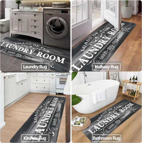 Miniatura 5 de Falflor Alfombra de pasillo de lavandería de 20 x 59 pulgadas, antideslizante, impermeable, alfombra de entrada duradera para cocina, lavadero
