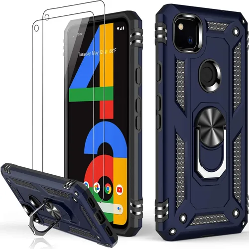 Miniatura 69 de LUMARKE Funda para Google Pixel 5 con protector de pantalla, pasa 16 pies, probada en caídas, grado militar, con soporte de anillo magnético, Rojo
