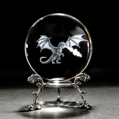 Miniatura 4 de ZEERSHEE Bola de cristal de dragón 3D de 2.4 pulgadas con soporte de dragón que respira fuego decoración regalos para niños y niñas
