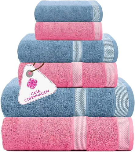 Miniatura 43 de CASA COPENHAGEN Solitaire Juego de 6 toallas - Negro, 600 GSM 2 toallas de baño 2 toallas de mano 2 toallitas, diseñadas en Dinamarca, hechas