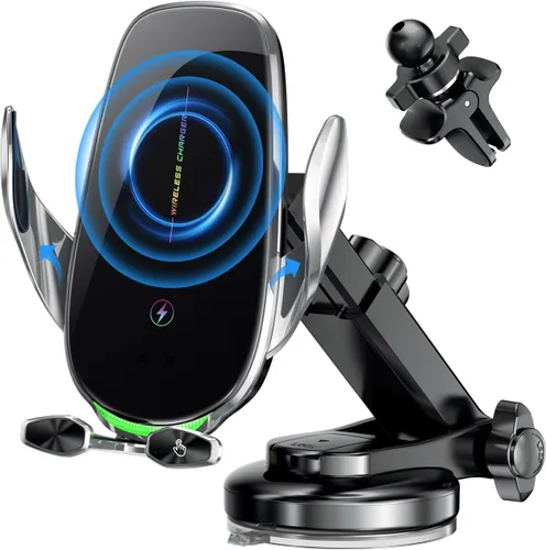 Miniatura 7 de Cargador de coche inalámbrico rápido de 15 W, soporte de sujeción automática para ventilación de aire del parabrisas del salpicadero, compatible