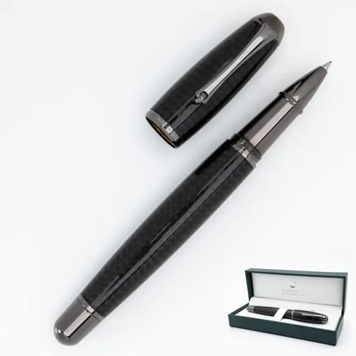 Miniatura 13 de Monteverde USA Super Mega - Bolígrafo de punta redonda de fibra de carbono, borde cromado, cuerpo de fibra de carbono duradero, recargable con Fibra