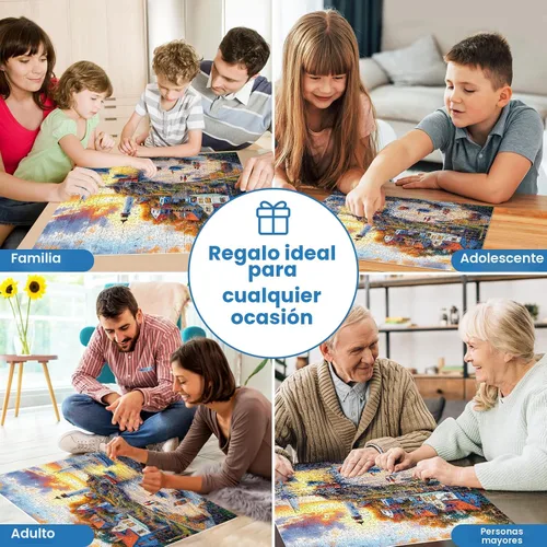 Miniatura 5 de Rompecabezas de 1000 piezas para adultos, rompecabezas de otoño junto al mar, rompecabezas de pueblo pesquero de 1000 piezas, juego creativo