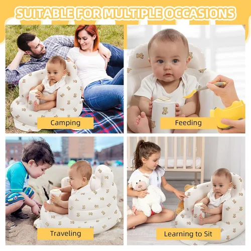 Miniatura 6 de AGITVPS Asiento de bebé inflable mejorado con bandeja para bebés de 3 a 36 meses, asiento de bumbo con bomba de aire integrada con bandeja, silla