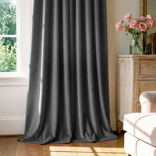 Miniatura 7 de StangH Cortinas de Terciopelo Grueso Sólido - Juego de Tratamiento de Ventanas con Oscurecimiento Moderado para Dormitorio, Cortinas/Cortinajes