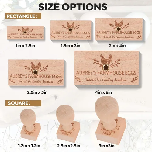 Miniatura 4 de KAINSY Sellos de cartón de huevos personalizados, sellos personalizados para cartón de huevos, 8 tamaños, sellos de goma de madera para cajas