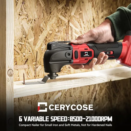 Miniatura 5 de Cerycose Herramienta oscilante inalámbrica compatible con batería Milwaukee de 18 V, 21000 OPM Max sin escobillas con mango auxiliar, Rojo