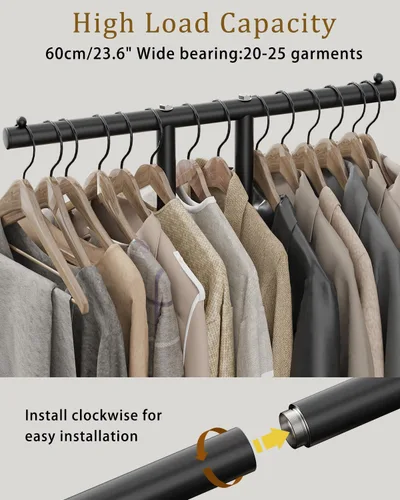 Miniatura 5 de OUTBROS Perchero de metal grande independiente con base de roca, almacenamiento de ropa de pie para interiores, 23.6 pulgadas de ancho, resistente
