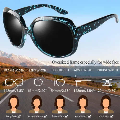 Miniatura 74 de Joopin Lentes de sol de gran tamaño para mujer, polarizados, grandes, para conducción, protección UV, grandes sombras