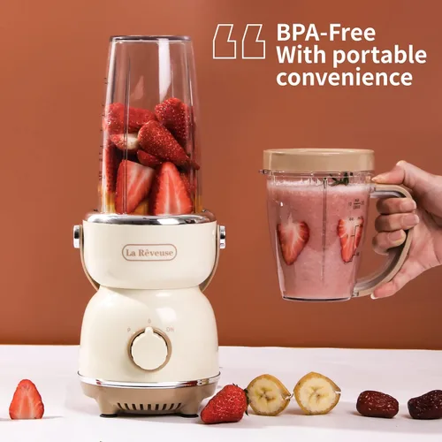Miniatura 7 de La Reveuse Licuadora de tamaño personal de 300 W (plateado) + La Reveuse Retro Blender 300 W
