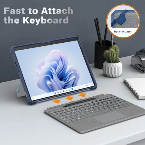Miniatura 6 de MoKo - Funda resistente todo en uno para Microsoft Surface Pro 12th 2026, Surface Pro 11/10/9 de 13 pulgadas, con funda protectora con soporte, Azul