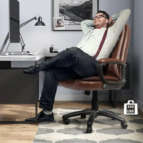 Miniatura 2 de LEMBERI - Silla de escritorio de oficina, silla ejecutiva de computadora de respaldo alto, sillas ergonómicas grandes y altas ajustables de piel