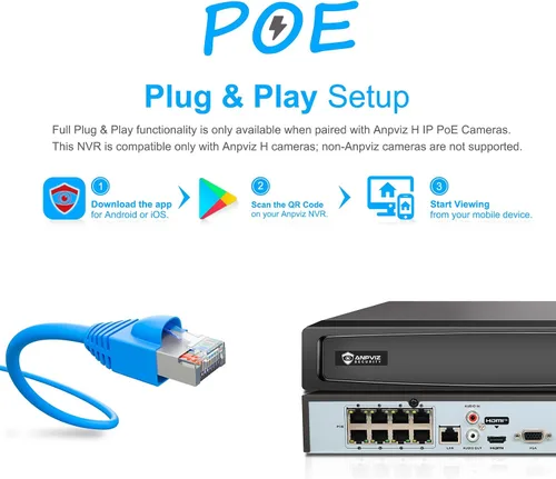 Miniatura 8 de Anpviz AI 12MP 8CH POE NVR (12MP/8MP/6MP/5MP/4MP/3MP/1080P) Grabador de video en red inteligente AI POE - Soporta hasta 8 cámaras POE de 12 MP