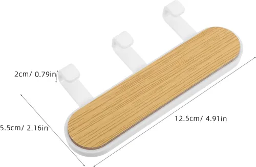 Miniatura 2 de 6PCS Self-Adhesive Wall Hooks: Space Saving Multi-Hook Rack - Bedroom Hanging Rack - Wooden Coat Hat Hanger Organizer for Bathroom Hallway
