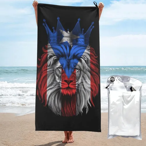 Miniatura 14 de Toalla de playa de microfibra, toalla de baño grande de León México con bandera mexicana para mujeres y hombres, toallas de baño de secado rápido