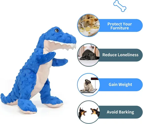 Miniatura 3 de DODODOLA Juguetes para Perros Juguete Azul de Dinosaurio para Perros Animales de Peluche Juguete para Masticar de Felpa Chillón Juguetes