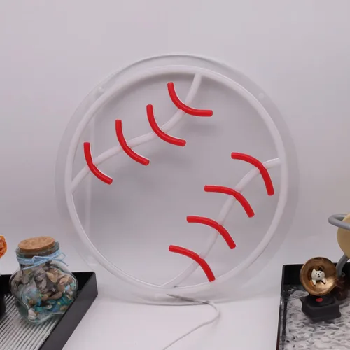 Miniatura 5 de Letrero de neón de béisbol para decoración de habitación de niños, artículos de béisbol para decoración de pared, luz de neón deportiva