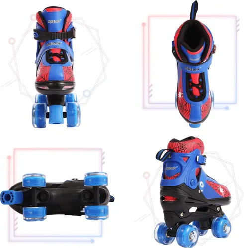 Miniatura 3 de Patines de ruedas Nattork para niños y niñas, patines cuádruples ajustables en 4 tallas para niños con ruedas iluminadas, genial regalo de rojo azul