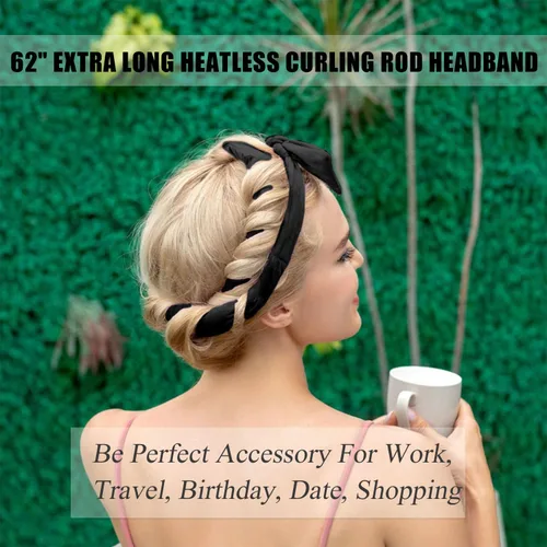 Miniatura 7 de Rizadores de pelo de terciopelo sin calor para dormir con diadema sin calor para cabello largo durante la noche, sin rizos de calor para mujeres