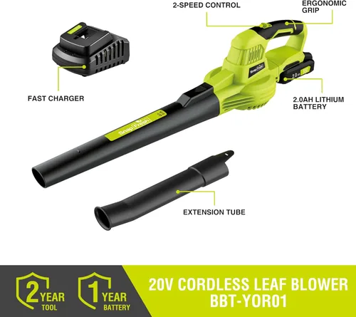 Miniatura 2 de SnapFresh Soplador de hojas inalámbrico - Soplador eléctrico de hojas de 20 V con batería de 2.0 Ah y cargador - Soplador de hojas ligero de 2