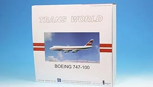 Miniatura 2 de TWA Boeing esquema Trans World Airlines Boeing 747-100 modelo miniatura N93115 Diecast 1:200 Parte # A012-IF741010