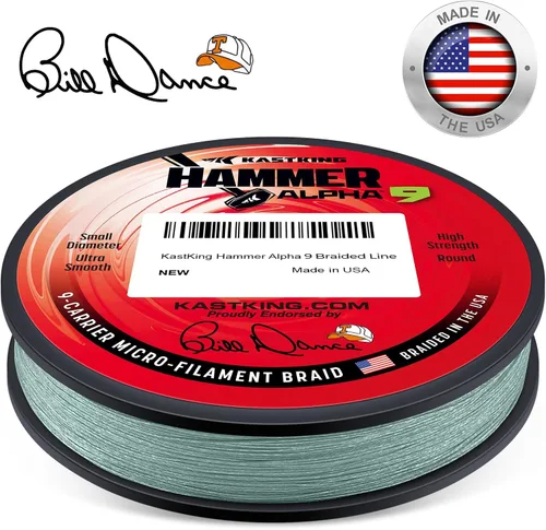Miniatura 2 de KastKing Hammer Alpha 9 UHMWPE - Línea de pesca trenzada, fabricada en los Estados Unidos, fuerte y suave, redonda, 9 portadores, línea de pesca