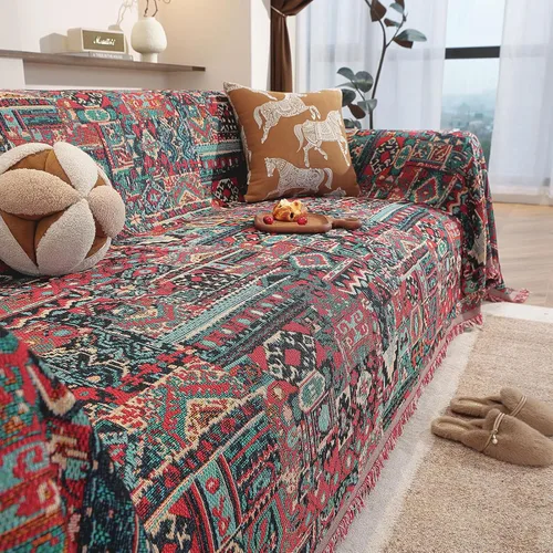 Miniatura 56 de ROOMLIFE Manta Funda Azteca Bohemia para Sofá, Decoración del Hogar Estilo Granja, Fundas de Sofá para Loveseat, Sofás de 2/3 Cojines, Apta