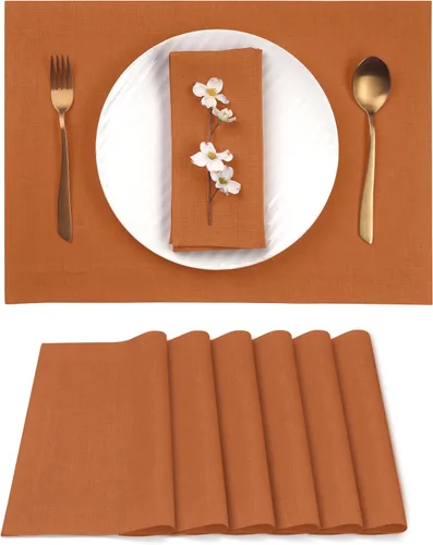 Miniatura 13 de Classic Linen™ by D'Moksha - Juego de 4 manteles individuales naturales, 14 x 19 pulgadas, lino 100% puro, lavables a máquina, verano