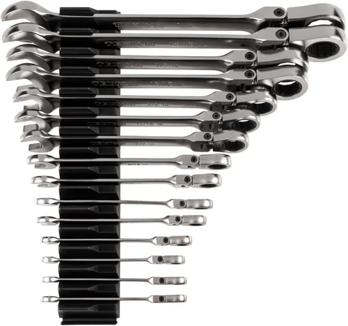 Miniatura 11 de TEKTON Juego de llaves de combinación con cabeza flexible de 12 puntos con organizadores modulares, 19 piezas (6-24 mm) WRC95303