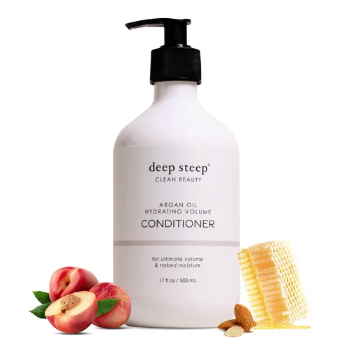 Deep Steep Acondicionador hidratante de volumen de aceite de argán, 17 onzas, acondicionador hidratante con aloe vera, aceite de marula, proteína de