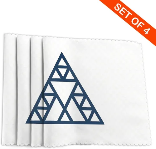 Miniatura 4 de Rectangular Placemats Set of 4, Heat Resistant Fractal Triangle Printed Kitchen Dining Table Mats