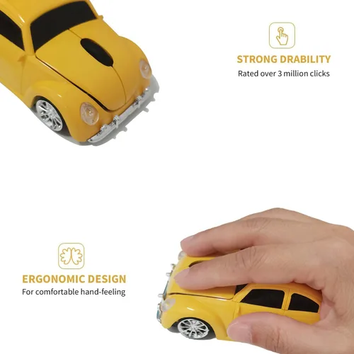 Miniatura 7 de Ratón inalámbrico para automóvil, divertido ratón en forma de automóvil de 2.4 GHz, ratón óptico inalámbrico para computadora, PC, portátil