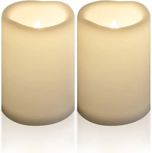 Miniatura 7 de CANDLE CHOICE Velas impermeables sin llama para exteriores, funcionan con pilas, con temporizador, gran resina plástica brillante, parpadeante