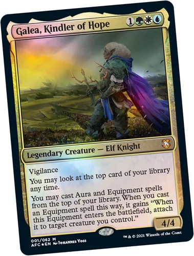 Miniatura 3 de Magic: The Gathering Adventures in The Forgotten Realms, Mazo Commander, Aura de Coraje (verde, blanco y azul)