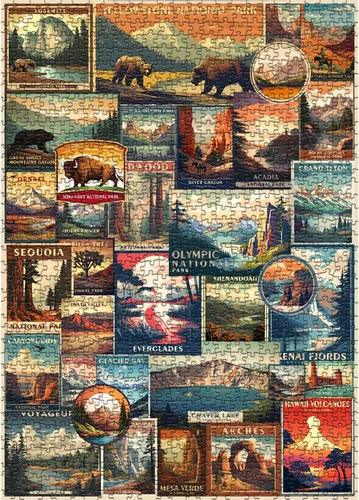 Miniatura 10 de Rompecabezas de Parques Nacionales Americanos para Adultos de 1000 Piezas, PICKFORU Rompecabezas de Paisaje de Póster de Viaje Paisajes de Zion