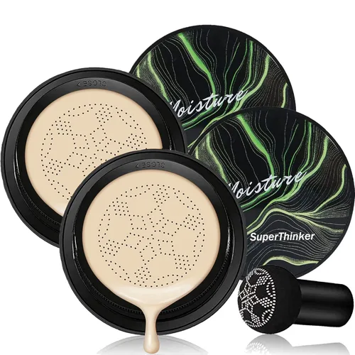 Mushroom Head Air Cushion CC Cream, BB Cream para Maquillaje Facial, Base para Piel Madura Hidratante, Corrector Iluminador de Larga Duración, Tono