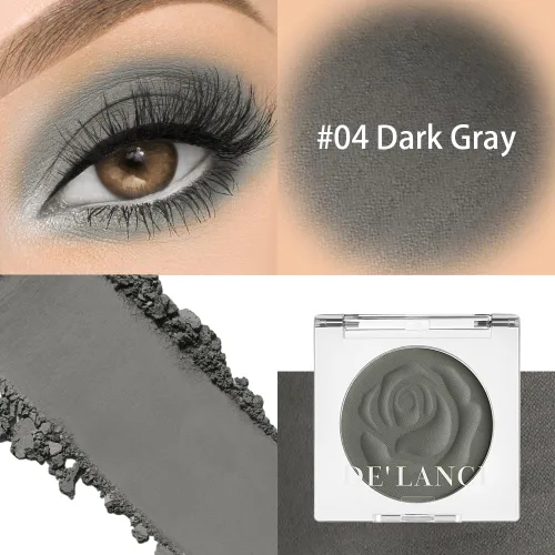 Miniatura 2 de DE'LANCI Sombra de ojos gris oscuro mate, paleta de sombra de ojos gris mate individual de larga duración maquillaje de ojos grises naturales