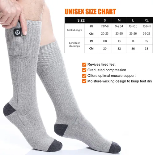 Miniatura 5 de Calcetines térmicos para hombres y mujeres, calcetines eléctricos con batería recargable de 7.4 V 2200 mAh, calentadores de pies para deportes